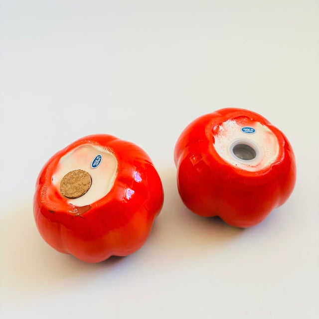Mid Century Ceramic Tomato Salt and Pepper Shakers, Japan 1960s For Sale - Image 11 of 12