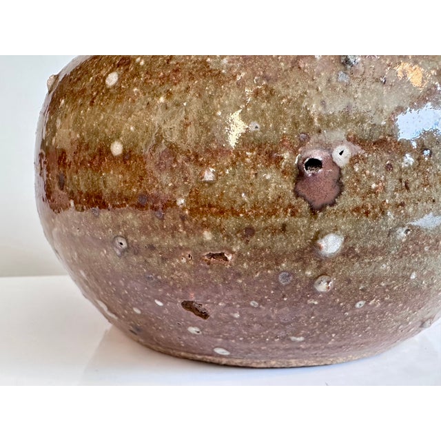 Beige Expressive Studio Ceramic Vase with Glaze Bumps and Cut-Out Opening, Germany, 1970s For Sale - Image 8 of 15