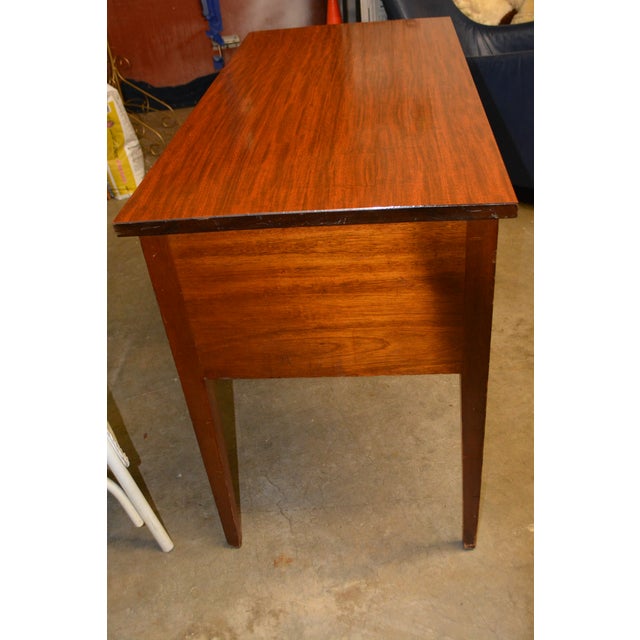 Wood Vintage 1960s Federal Biggs Furniture 3 Drawer Solid Dark Mahogany Writing Desk For Sale - Image 7 of 18