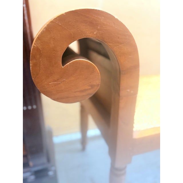 Traditional Late 20th English Empire Scroll Arm Caned Bench Century Attributed to Bauer International For Sale - Image 3 of 4