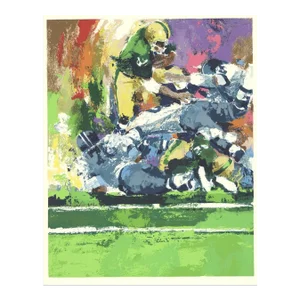 1977 Wayland Moore 'Quarterback Sneak' Contemporary Red,Green,Purple USA Serigraph