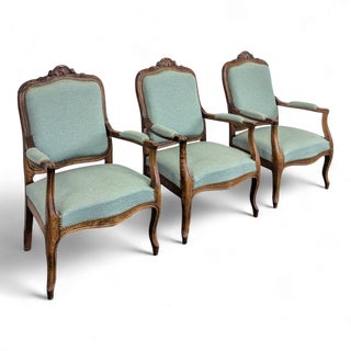 Louis XV Oak Armchairs, Set of 3 For Sale
