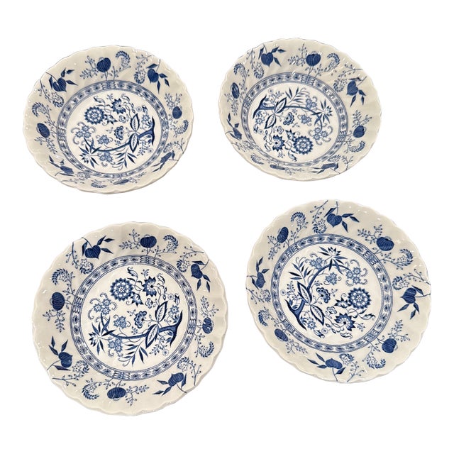 Mid 20th Century Blue Nordic Johnson Brothers Ironstone - Set of 4 For Sale