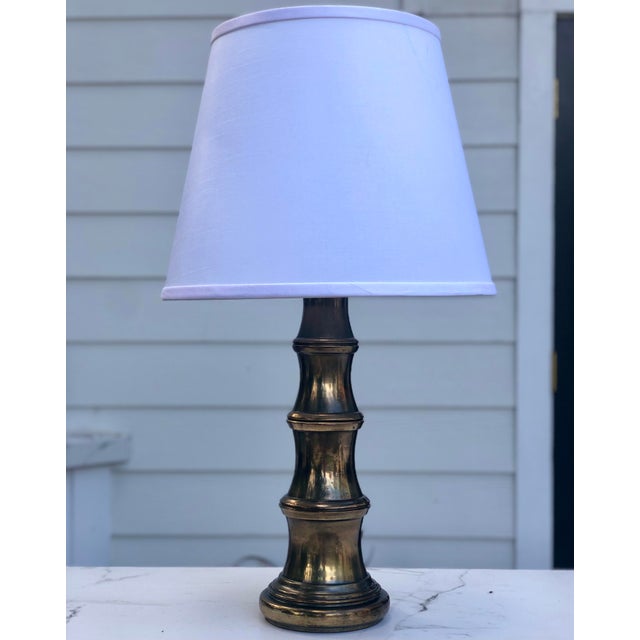 Brass Late 20th Century Stiffel Faux Bamboo Brass Lamp For Sale - Image 8 of 9