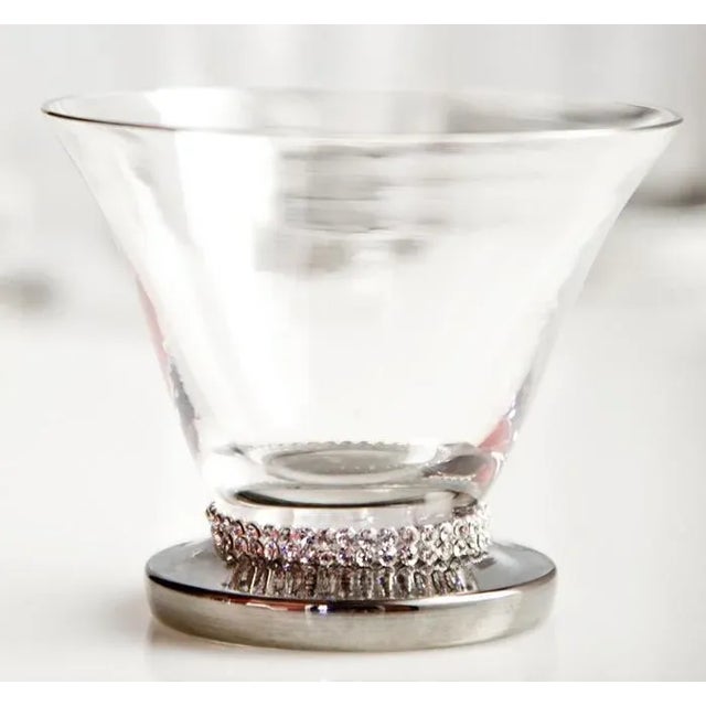 Baccarat 24 Pieces Sophie Villepigue, Paris Low-Lead Crystal Cocktail Wine Glassware Set Platinum Swarovski France For Sale - Image 4 of 14