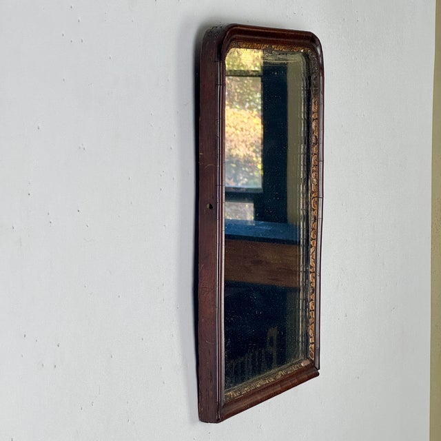 Antique Late 18th Century Mahogany Wood Wall Mirror With Top Rounded Profile For Sale - Image 10 of 14