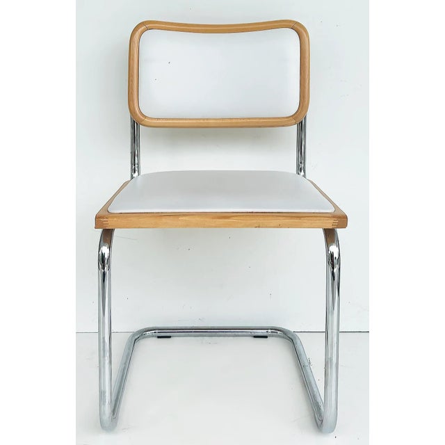 Italian Marcel Breuer Cesca Dining Chairs Set of 6 in Chrome, Wood and Leather Offered for sale is a set of six Marcel...