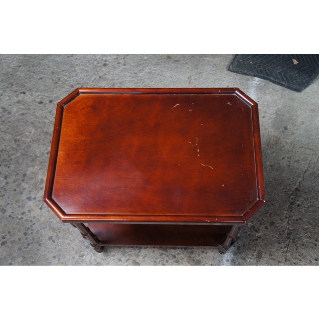 Brown Late 20th Century 2 Bombay Company British Colonial Chinoiserie Faux Bamboo Mahogany Side Tables For Sale - Image 8 of 14