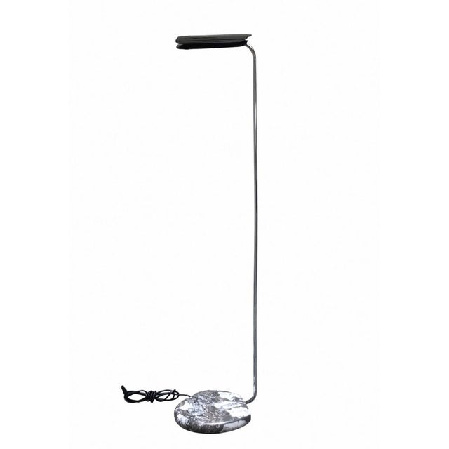 Tegola floor lamp by Bruno Gecchelin for Skipper, 1970s. Made in Italy. Veined marble base, adjustable black head, fine...