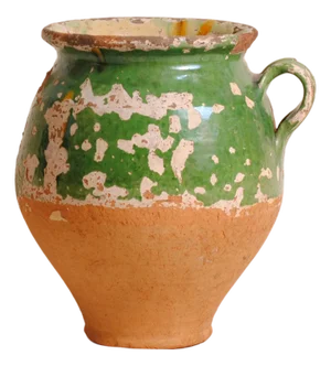 Antique French Green Enamelled Confit Pot, 1890s