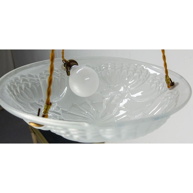 Gold French Art Deco Lustre Glass Ceiling Pendant, 1930s For Sale - Image 8 of 14