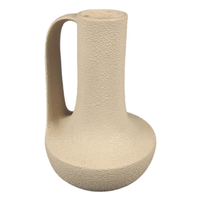 Vintage Modernist Sculptural Granulated White Ceramic Vase, 1960s For Sale