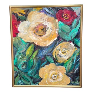 Inger Gremmel, Blommor (Flowers), 1950s, Oil on Panel, Framed For Sale