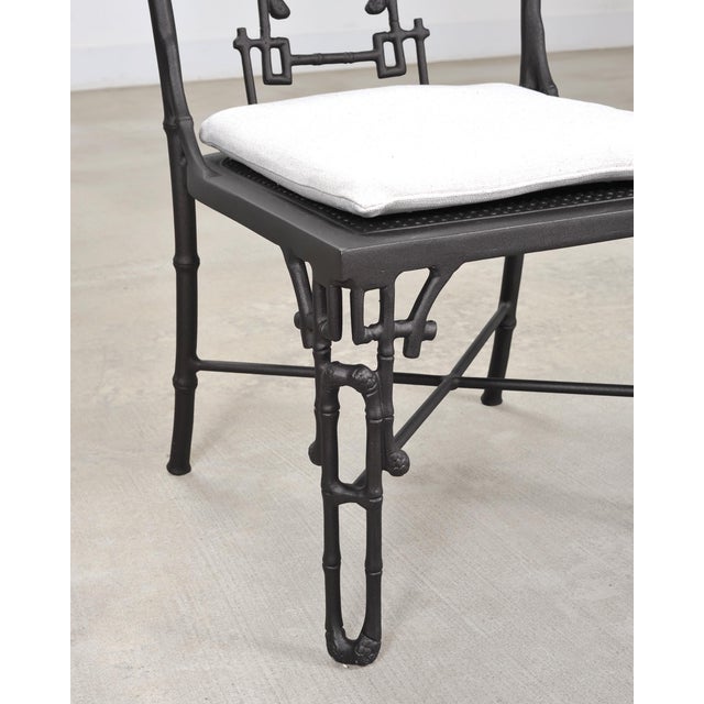 Bronze Set of Six Michael Taylor Bronzed Bamboo Garden Dining Chairs For Sale - Image 8 of 18