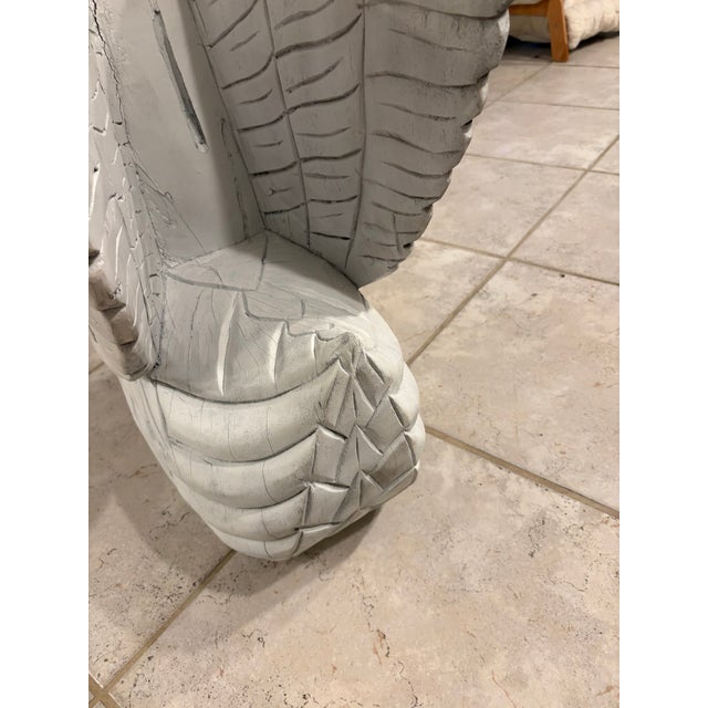 Monumental Vintage Hand Carved Wooden Swan Sculpture Palm Beach Chic Folk Art For Sale In Miami - Image 6 of 13