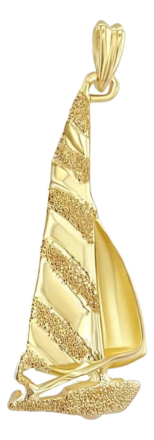 Polished & Sand Textured Sail Boat Pendant 14k Yellow Gold