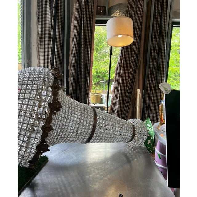 1970s 1970s Oversized Gold Stunning Crystal Chandelier With Detailed Accents For Sale - Image 5 of 6