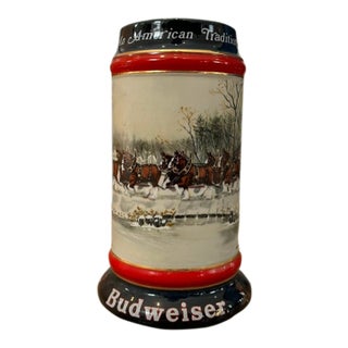 1990s Budweiser "An American Tradition" Holiday Beer Stein For Sale