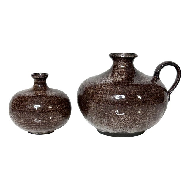 Studio Ceramic Art Jug and Vase from Elli & Walter Serocka, Germany, 1970s, Set of 2 For Sale