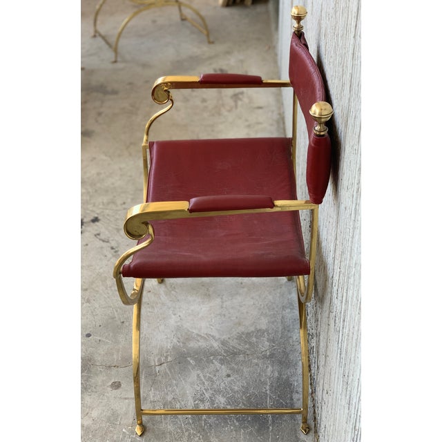 Hollywood Regency 1960s Italian Hollywood Regency Chrome and Leather Savonarola Director's Chairs - a Pair For Sale - Image 3 of 13
