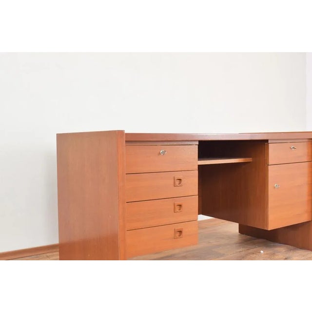 Wood Mid-Century Danish Teak Desk, 1980s For Sale - Image 7 of 13