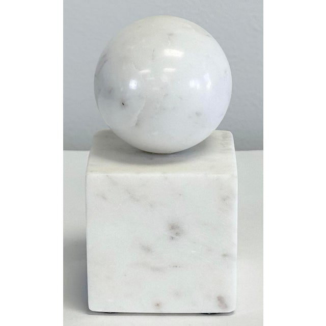 Vintage Alabaster Block Orb Bookends, a Pair For Sale - Image 10 of 12