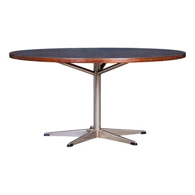 Round Rosewood Coffee Table on Steel Base, Denmark, 1960s For Sale