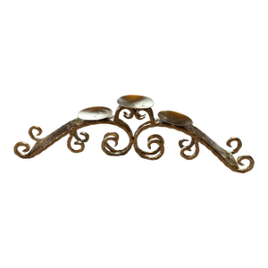 Vintage Ornate Metal Three-Candle Scrollwork Centerpiece Candelabra