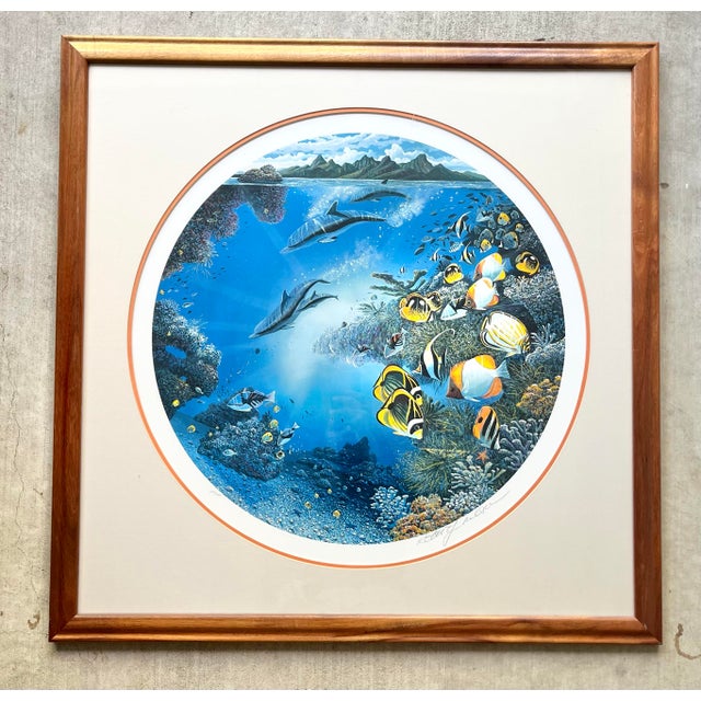 Robert Lyn Nelson “Always Summer” Dolphin Ocean Hawaii Framed Large Print 35” Excellent condition, with no damage to the...