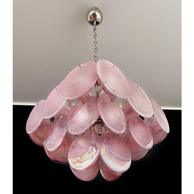 1970s Murano Glass Disc Chandelier For Sale - Image 5 of 17