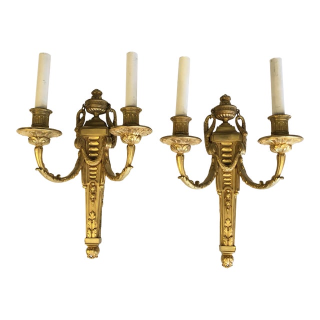 Dore Gilt Bronze Regency Style Sconces by Caldwell -A Pair For Sale