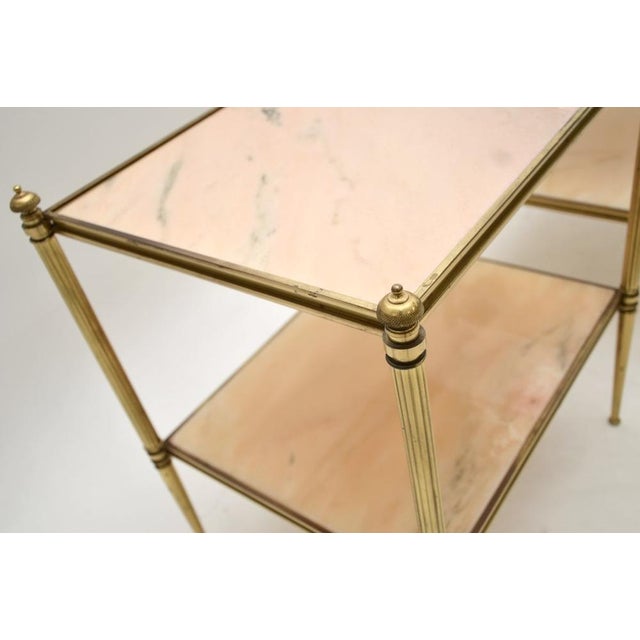 Gold Vintage French Brass and Marble Side Tables, 1960, Set of 2 For Sale - Image 8 of 10