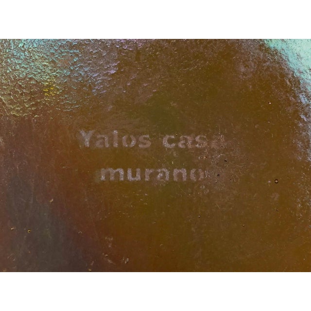 Gold Mid 20th Century Yalos Casa Murano Signed Iridescent Gold Large Art Glass Centerpiece Bowl For Sale - Image 8 of 8