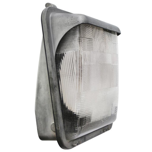 Gray Vintage Industrial French Grey Cast Cut Glass Wall Light by Holophane For Sale - Image 8 of 8