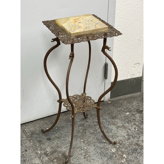 19th Century Ornate Marble Top Victorian Plant Stand For Sale - Image 9 of 12