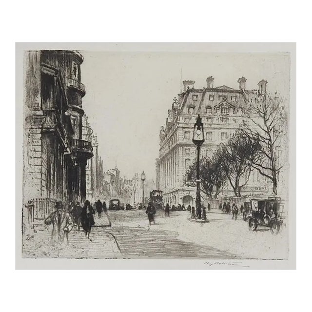 Early 20th Century Percy Robertson Piccadilly London Etching For Sale