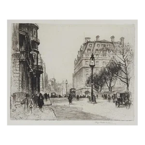 Early 20th Century Percy Robertson Piccadilly London Etching