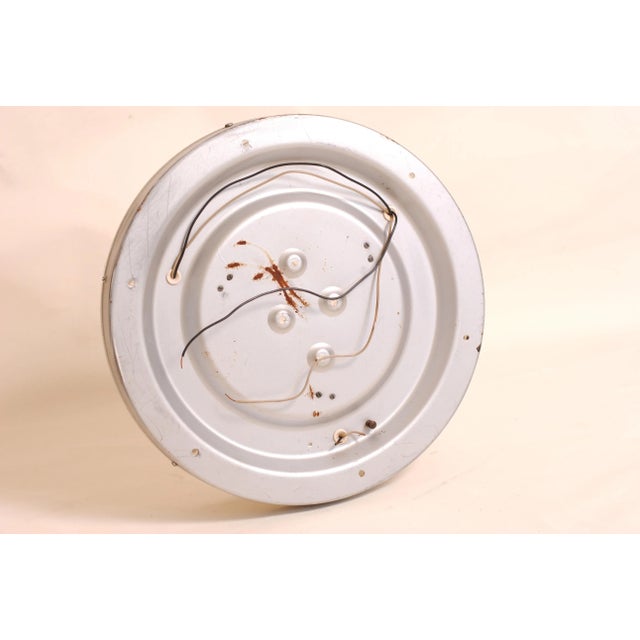 Mid-Century Modern Flush Mount with Chiseled Glass and Metal Base and Ceramic Sockets, 1950s For Sale - Image 6 of 8