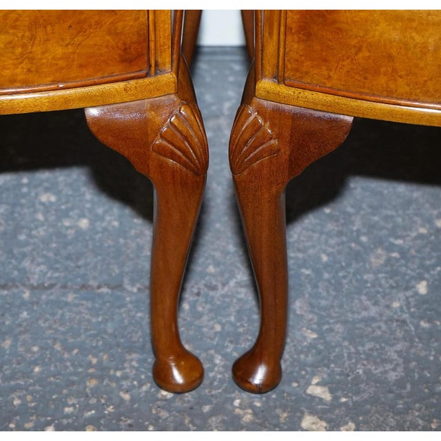 Art Deco Style Burr Walnut Nightstands, Set of 2 For Sale - Image 6 of 18
