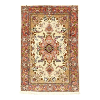 Extremely Fine Vintage Persian Tabriz Wool and Silk Rug 3'4" X 5’2” For Sale
