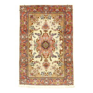 Extremely Fine Vintage Persian Tabriz Wool and Silk Rug 3'4" X 5’2”