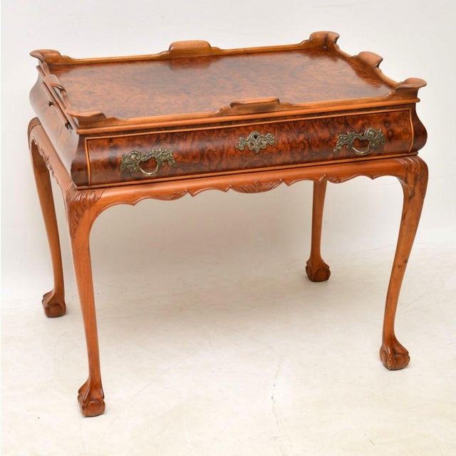 Vintage Side Table in Burr Walnut, 1920s For Sale - Image 13 of 13