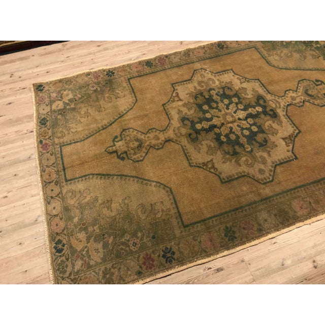 Oushak Vintage Wool Turkish Anatolian Rug- 4′7″ × 7′2″ For Sale - Image 4 of 11
