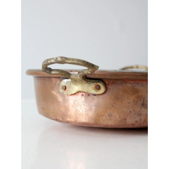 Antique Copper Pan With Brass Handles For Sale - Image 11 of 13