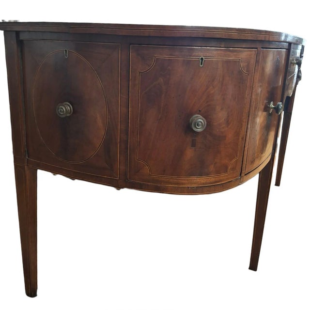 George III Inlaid Mahogany Demilune Sideboard For Sale - Image 4 of 12