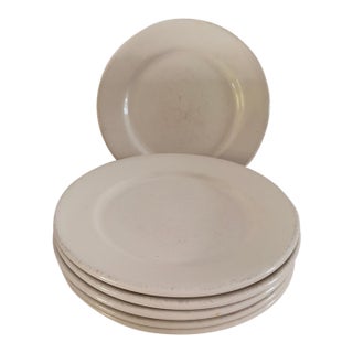 Vintage Buffalo China White Dinner Plates - Set of 6 For Sale