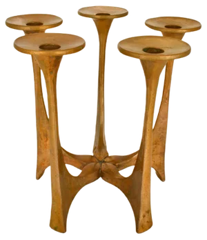 Five Arm Bronze Adjustable Candelabra Chandelier by Harjes