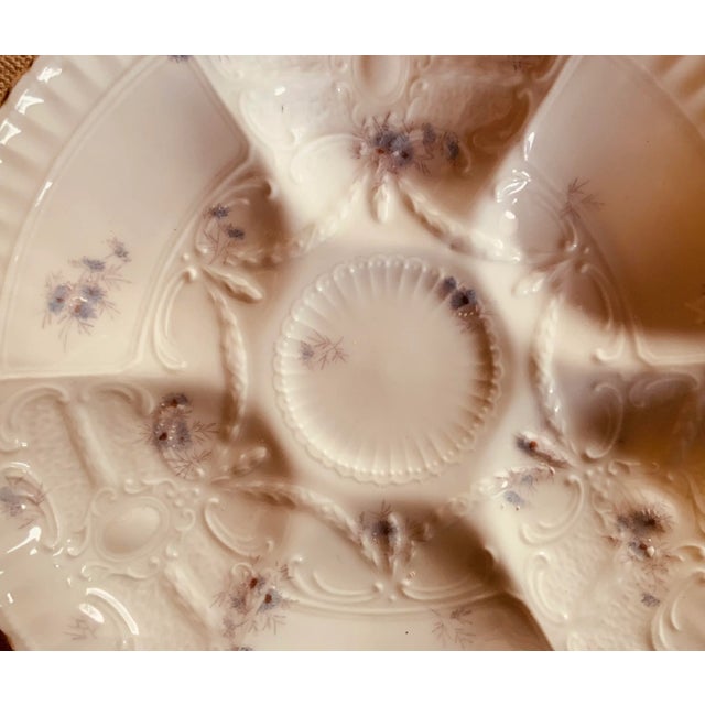 French Handpainted French Porcelain Oyster Plate - 19th Century Elegance For Sale - Image 3 of 4