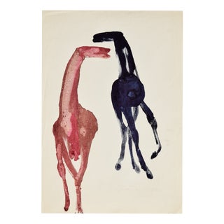 Ernst Bräuer, Two Horses (Red-Blue), 1961, Monotype For Sale
