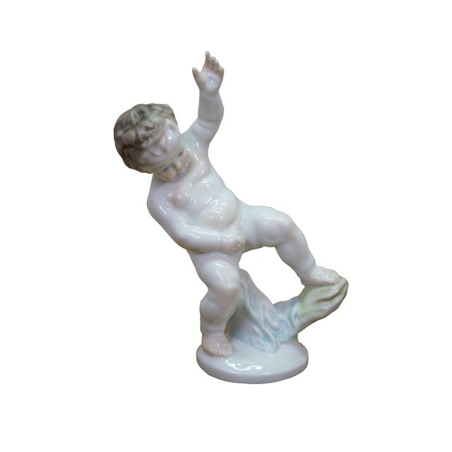 This vintage, authentic Herend Hungary fine porcelain figurine is known as the "Nude Cherub or Putti" (official shape and...